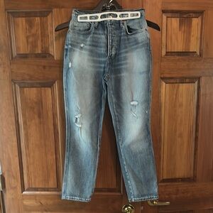 Lucky Brand Straight Leg Blue Jeans with Modern Distressing